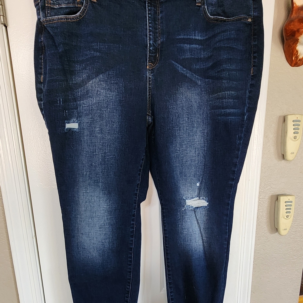 Lane Bryant Dark Blue Skinny Distressed Jeans